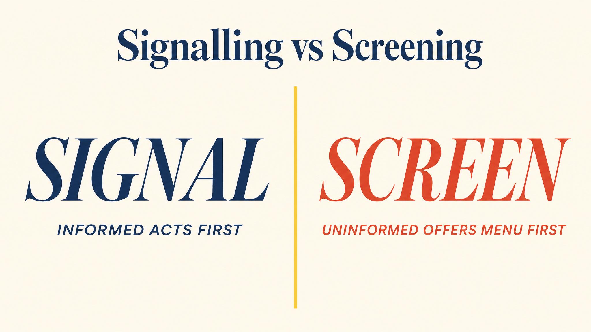 Signalling vs Screening