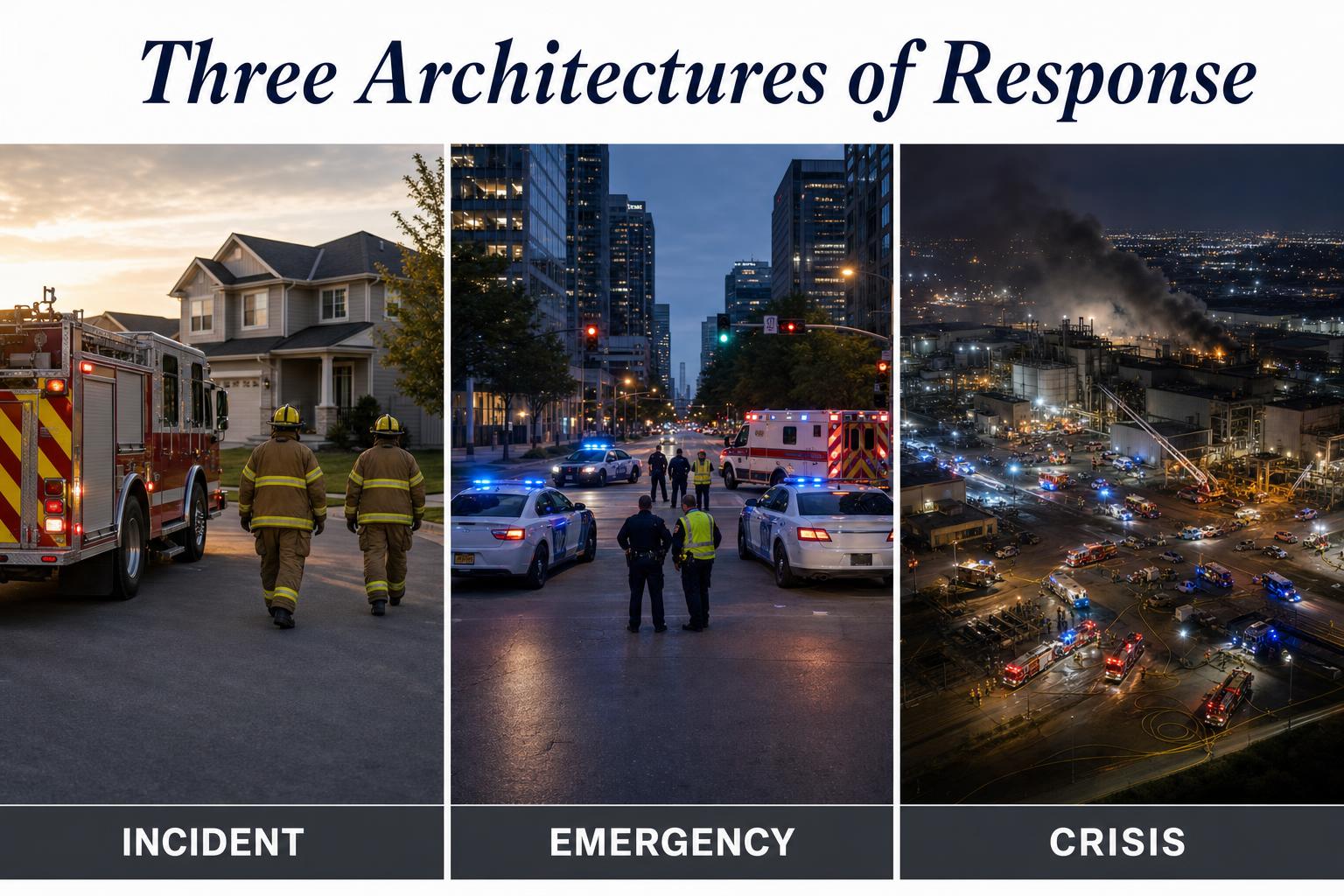 Three categories, three architectures of response. The vocabulary is not academic — it determines the entire shape of the leadership reply.