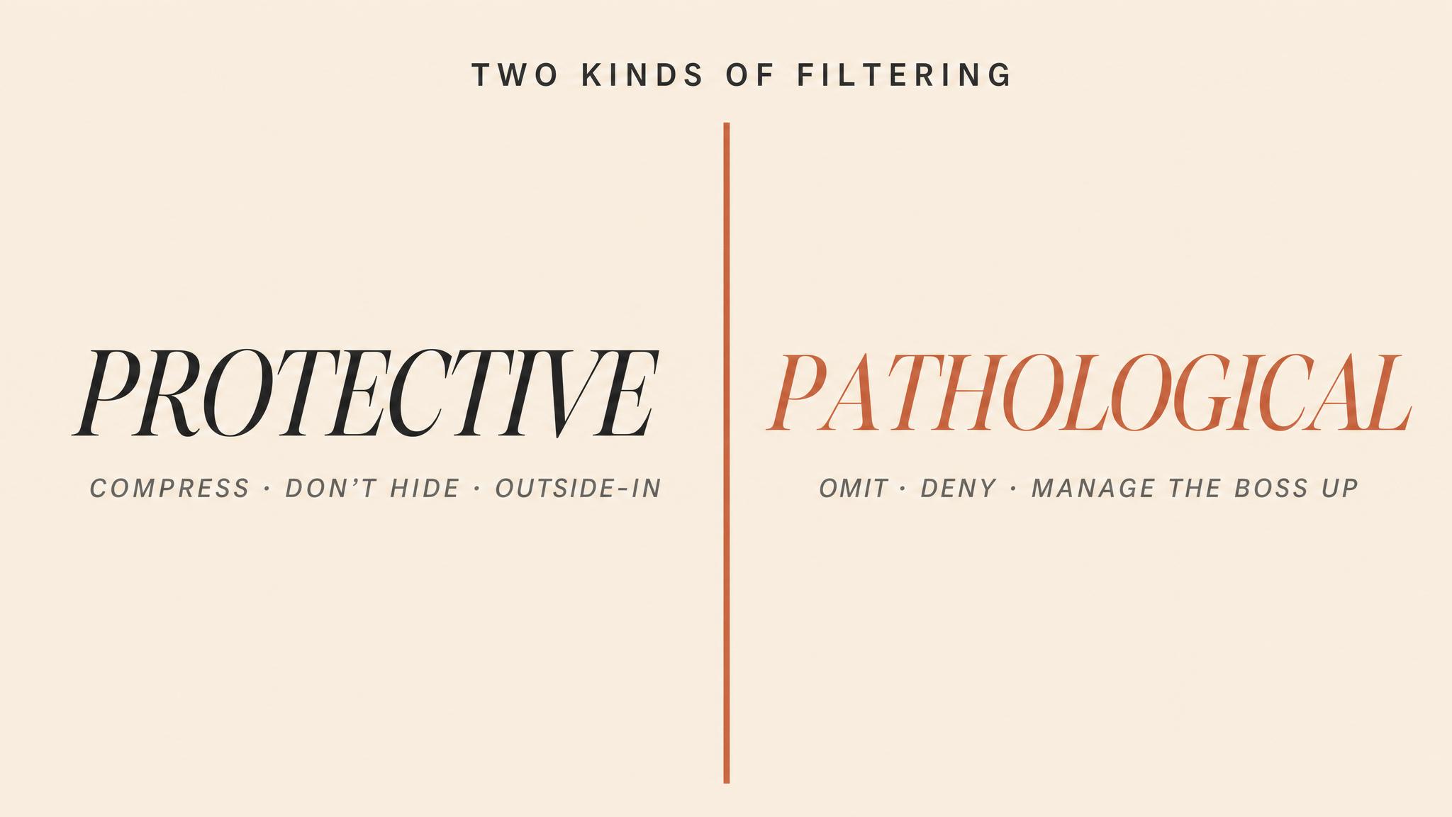 Protective versus pathological filtering