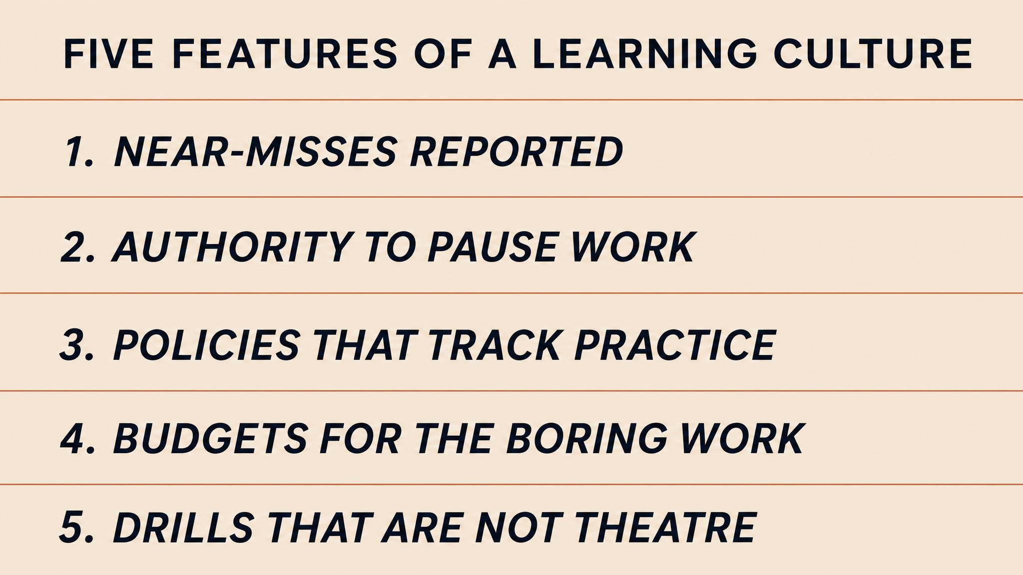 Five features of a learning culture