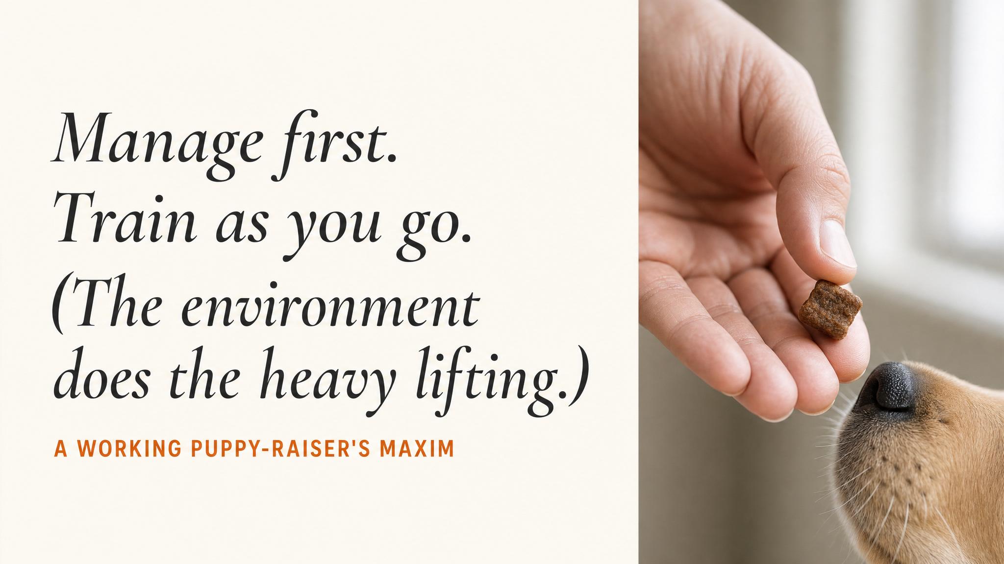 Manage first, train as you go — pull-quote