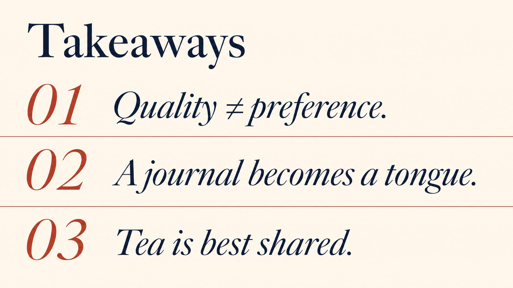 Takeaways — the full course in three lines