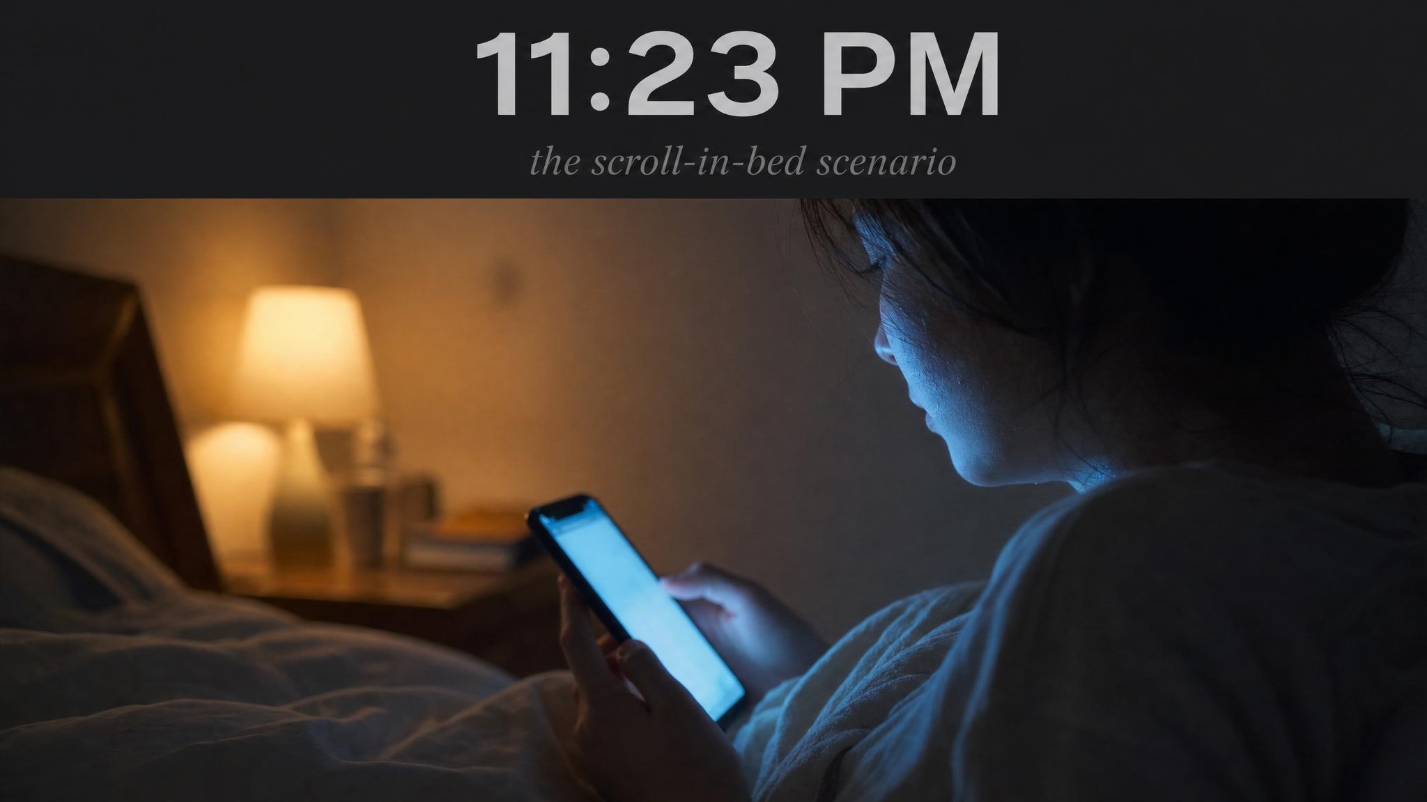 11:23 PM — the scroll-in-bed hook