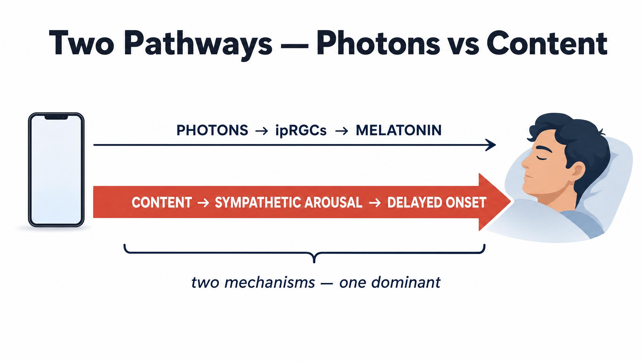 Two pathways — photons vs content